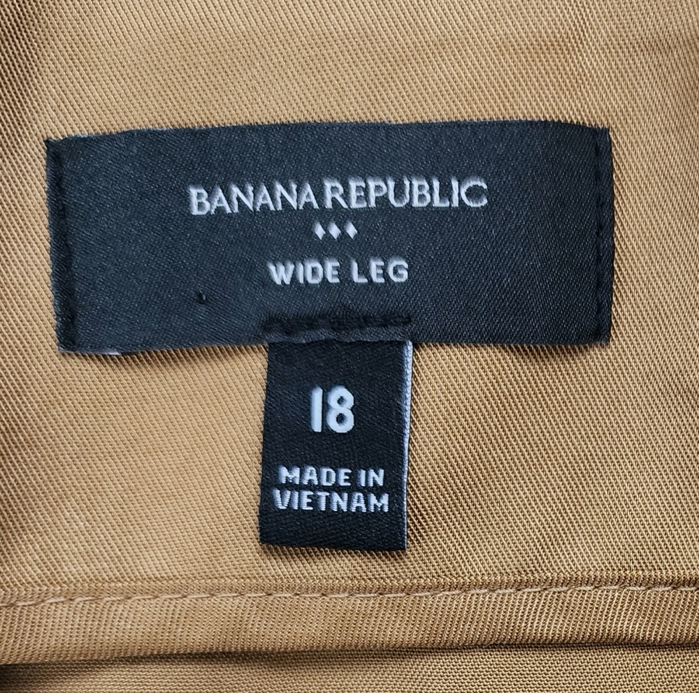 Banana Republic Wide Leg Pants Pleated Trouser Tan Tencel Lyocell Size 18 - Picture 2 of 12